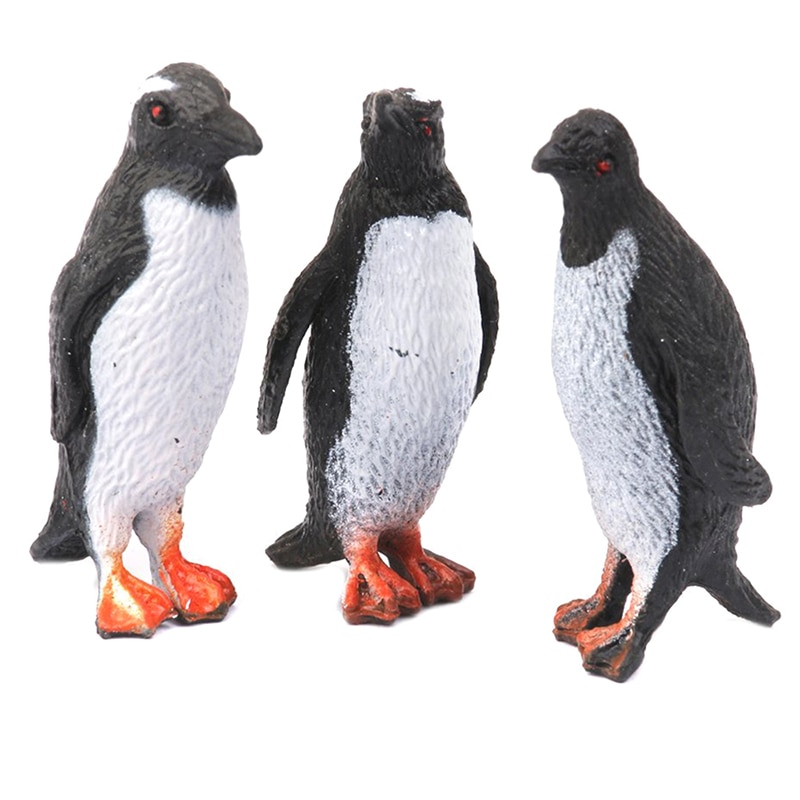 Plastic Penguin Ocean Animal Toy Model 8pcs Black + White