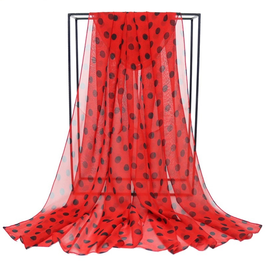 Speelk Brand Polka Dot Georgette Silk Scarf Women Dots Scarves And Wraps Female Long Outdoor Shawls