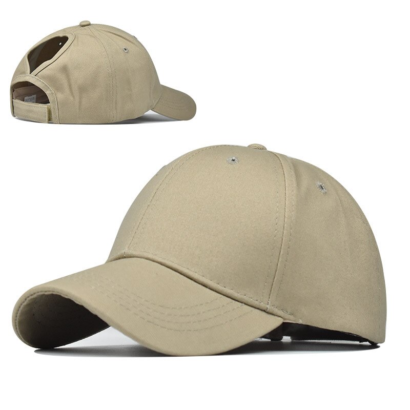 Semplice Coda di Cavallo Berretto Da Tennis Delle Donne Della Ragazza Solido Regolabile di Snapback di comfort del Cotone Cappelli Estivi Casual Protezioni di Sport di Trasporto di Goccia: beige