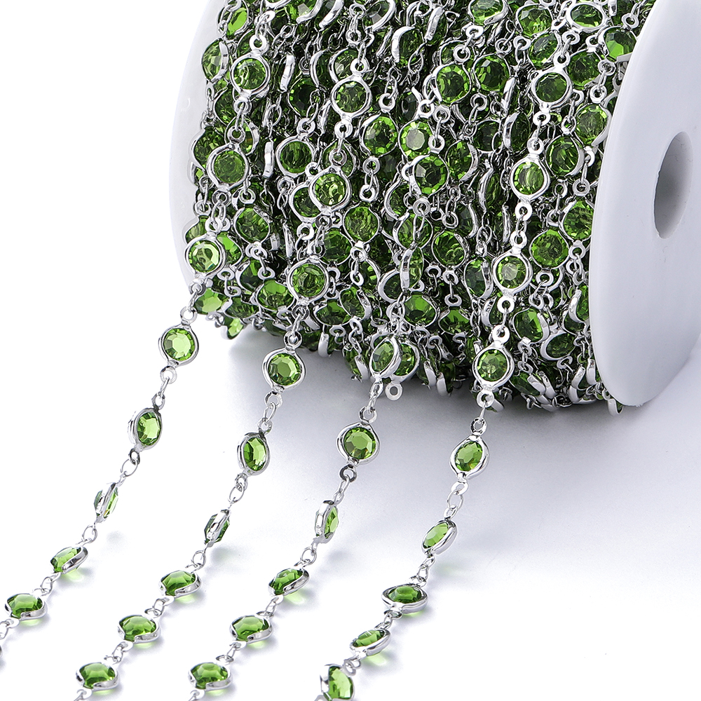 1 metro/rollo de cuentas de cristal coloridas de 6mm, cadena con cuentas de cristal, collar de oro KC, accesorios de cadena para manualidades para hacer joyería DIY: Morado