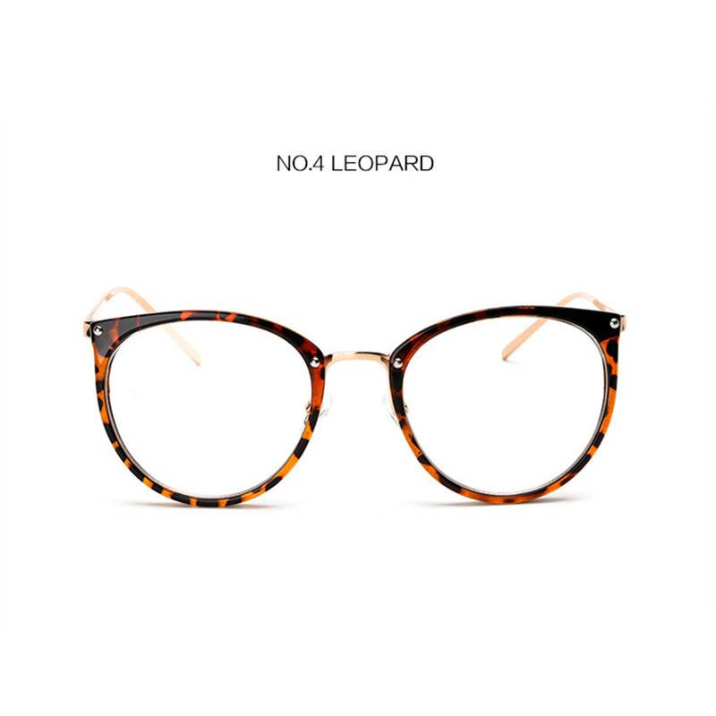 Women Men Optical Glasses Frame Round Oversized Eyeglasses Frames Metal Spectacles Clear Lenses Glasses: LEO