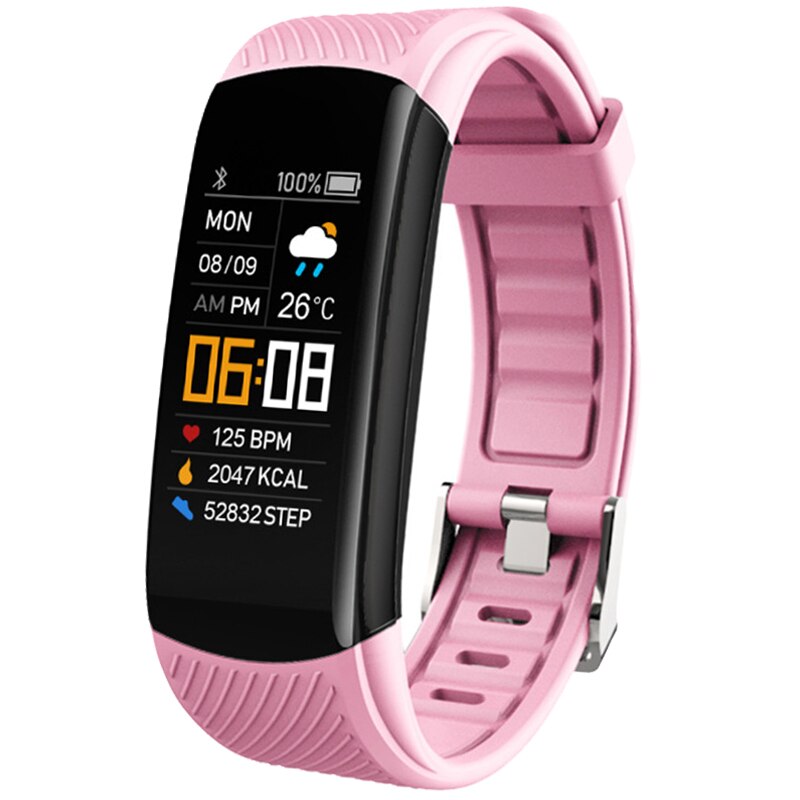 Braccialetto intelligente Vigilanza di Frequenza Cardiaca Monitor di Pressione Sanguigna Intelligente Banda Inseguitore di Fitness Braccialetto Chycet C5S Twitter Promemoria Delle Donne Degli Uomini: Pink