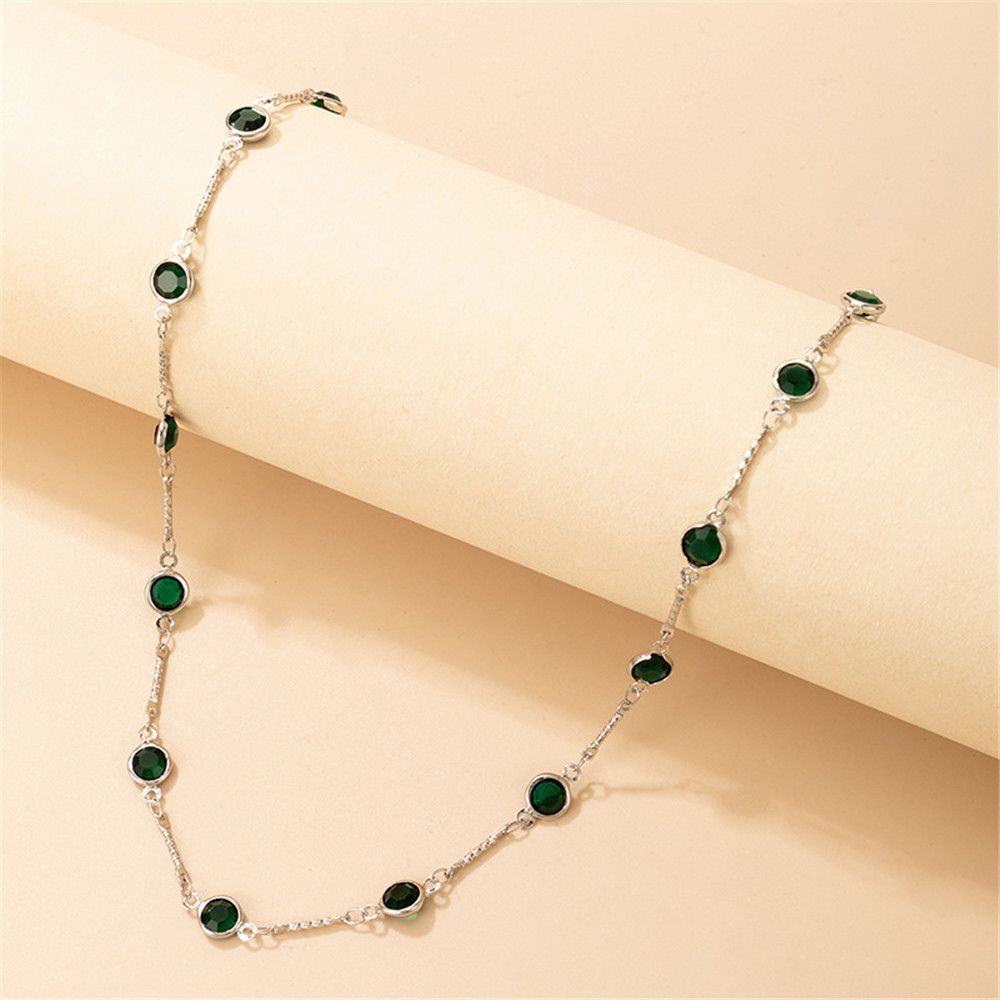 1Pc Tredny Green Rhinestone Ketting Choker Ketting Voor Vrouwen Goud Kleur Lichtmetalen Metalen Handgemaakte Sieraden Accessoires Kraag