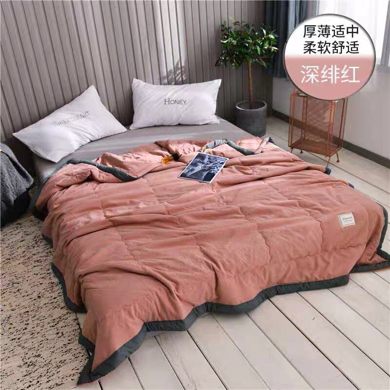 Sf ren farve stil quilt fyldt forår efterår dyne tæppe sengetøj filler luksus sommer dyne dyne 200*230cm: Mørkegrå / 110cm 150cm 0.7kg