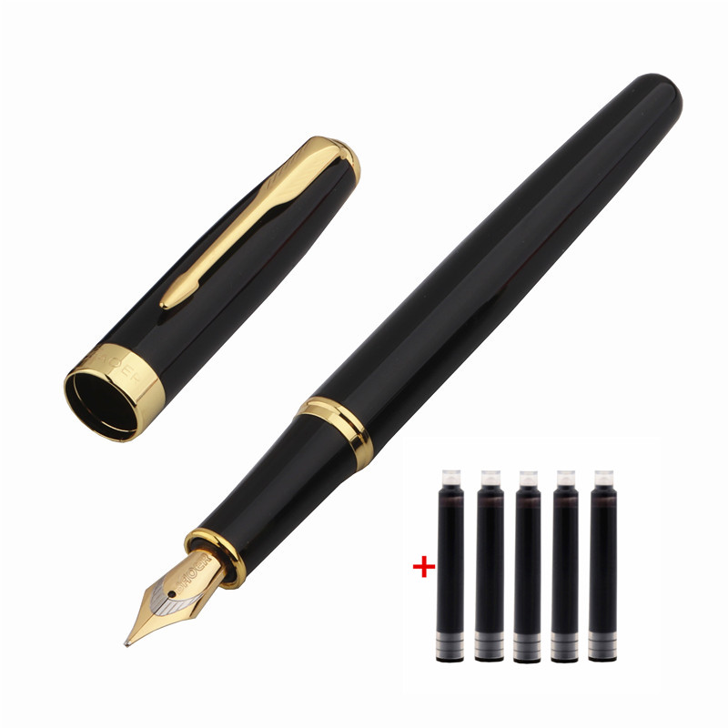 BAOER 388 Zwart Business Metalen Vulpen Nib Medium Gold Trim Pijl Clip Schoolbenodigdheden: B-1