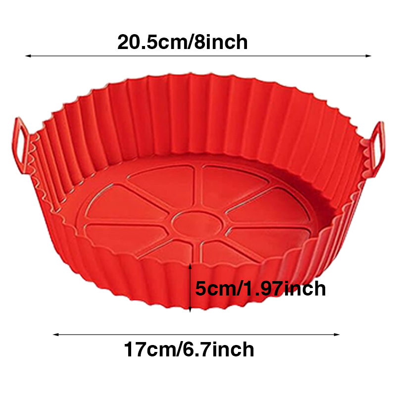 Air Fryer Silicone Liners Air Fryer Silicone Pot Reusable Silicone Air Fryer Liners Food Safe Non Stick Air Fryer Basket Accesso: Red