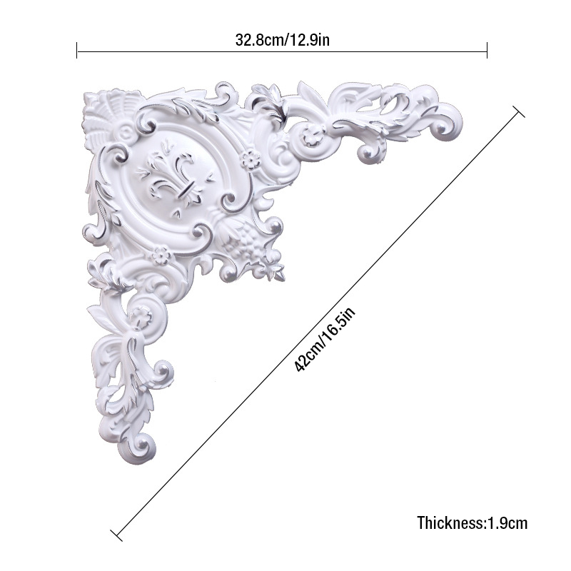 Home decor ceiling lamp corner flower decoration stickers furniture decals hollow PVC home accessories DIY wood carving flowers: C