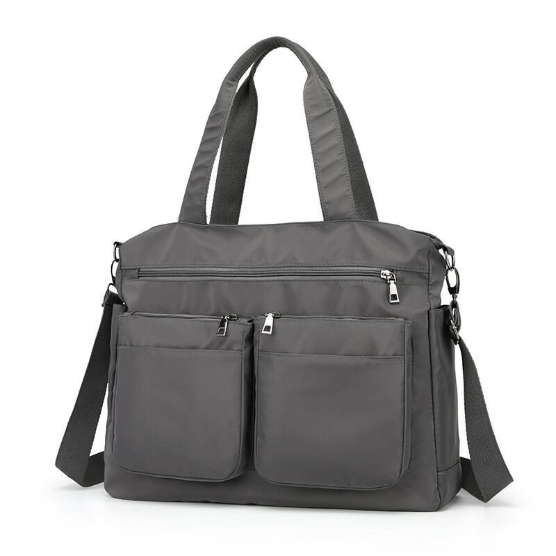 Vrouwen Grote Capaciteit Nylon Handtassen Waterdichte Winkelen Schoudertas Multi-Pocket Solid Casual Tassen: Grey