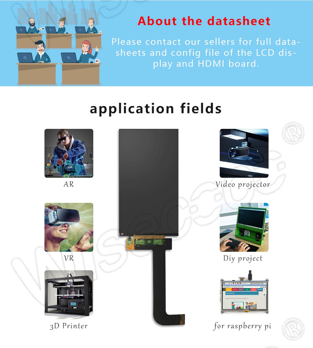 Voor KLD-1260 3D Printer lcd-scherm 5.5 inch 2K 1440*2560 LCD Panel (verwijderd backlight) LS055R1SX03