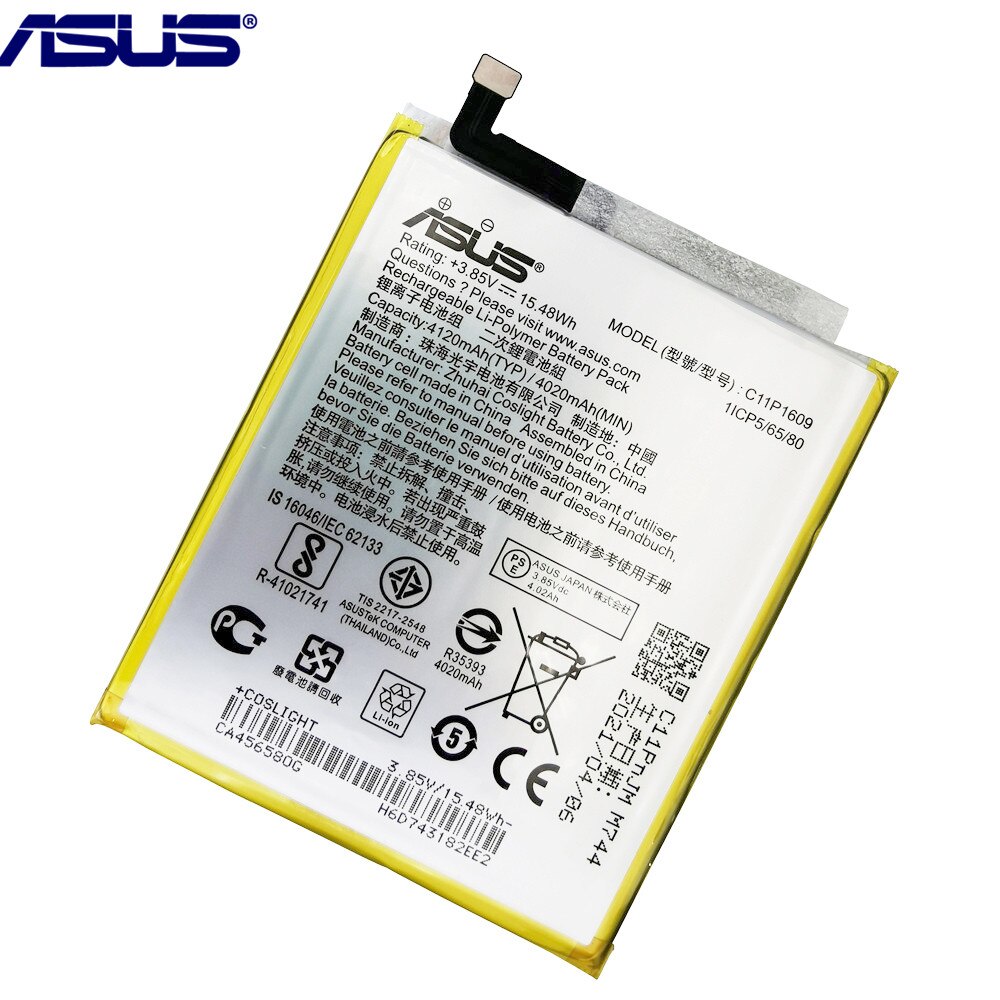 Batterie d&#39;origine pour ASUS C11P1609, 4020mAh, pour Zenfone 3 max 5.5 &quot;ZC553KL X00DDA Zenfone 4 max 5.2&quot; ZC520KL X00HD,