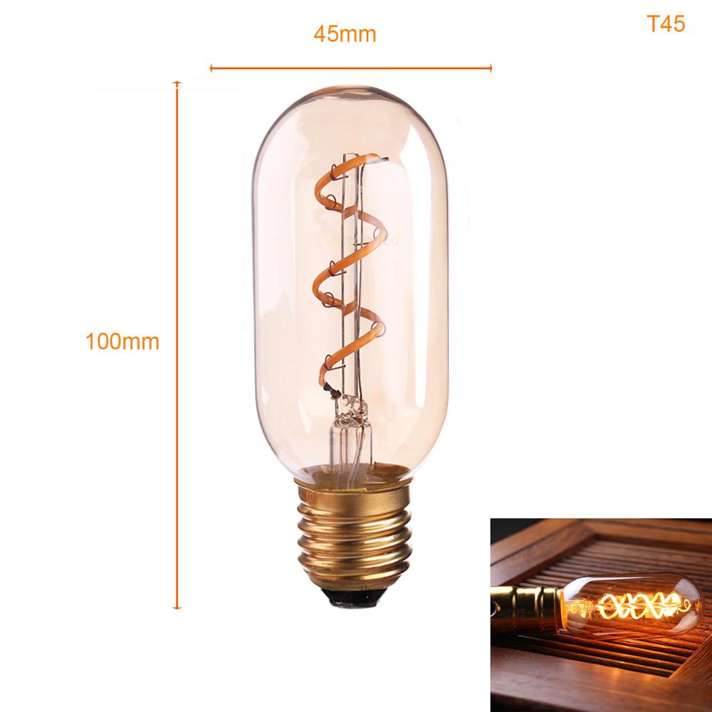 GANRILAND Retro LED Lamp E27 220V Dimmable LED Bulb Filament Light 3W 2200K Diamond Gold Edison Spiral Bulbs G125 G80 led lampen: T45 / 3W E26 110V-130V