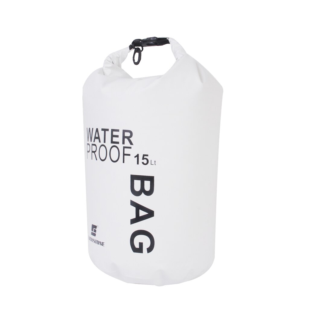 Outdoor Kayaking 2L 5L 10L 15L Waterproof Storage Dry Bag Sack Pouch Camping Rafting River Trekking Floating Sailing Canoe Boa: 15 L White