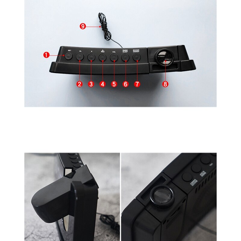 Projection Alarm Clock for Bedroom,Projector Ceiling Clock with Digital LED Temperature Humidity Display,Projector