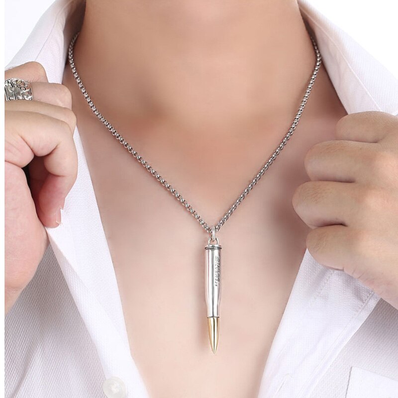 BALMORA Real 925 Sterling Silver Cool Bullet Open Box Pendant for Necklaces Women Men Couple Punk Retro Jewelry