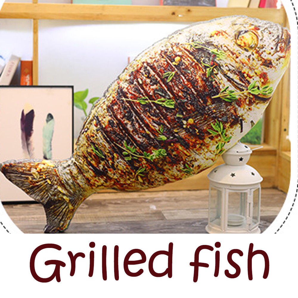 Funny Chic Food Shaped barbecue Novelty Cushion Bedroom Dorm Room Family Room Decorative Pillow: Grilled fish