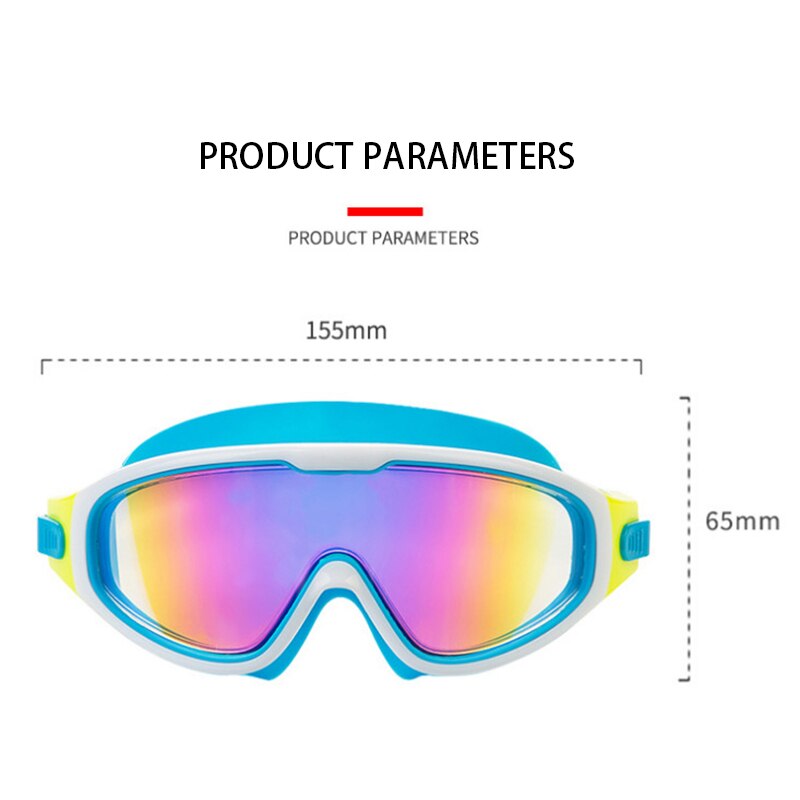 Big frame Adjustable kids swim Goggles Swimming Glasses Anti-Fog UV Protect Children Waterproof Silicone Mirrored Swim Eyewear