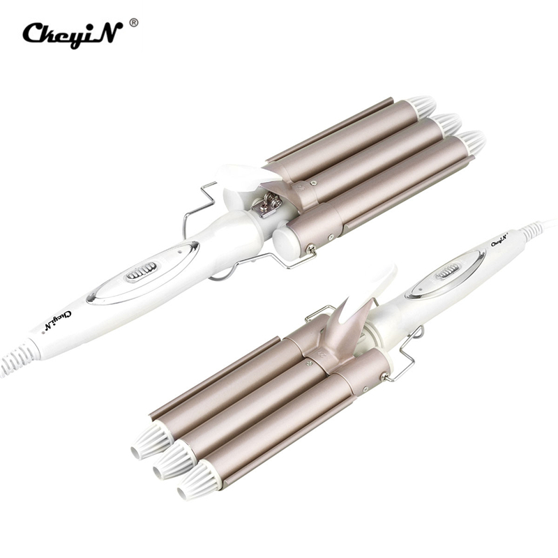 3 Barrels Big Waver Wave Electric Hair Curlers Rollers Three pipe joint Ceramic Triple Barrel Hair Curling Iron S34