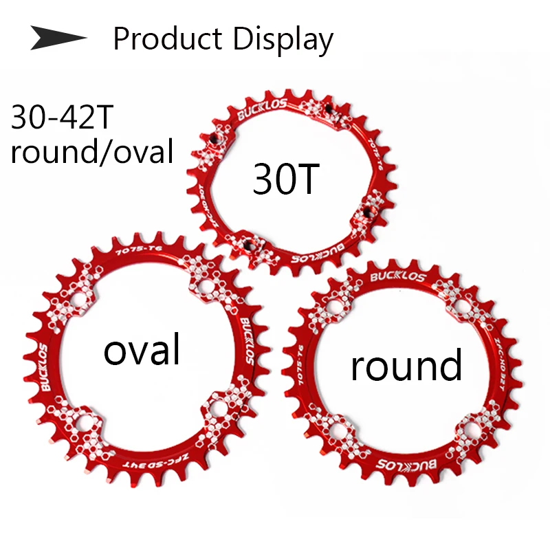 Bucklos 104bcd fahrrad kettenblatt 30t-42t runde ovale fahrrad kettenrad Aluminium schmale breite kettenring Mountainbike teile