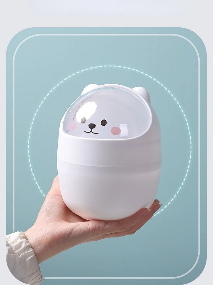 eins Mülleimer Organizer eins Schreibtisch mit Deckel Kawaii Niedlicher Bär Mülleimer Aufbewahrungsbox Mädchen Stifthalter Aufbewahrungseimer mit kippen oben