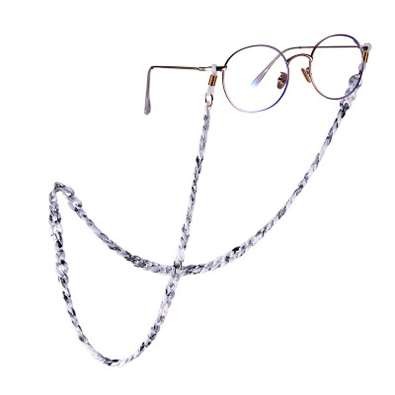 Glasses Chain Alligator Clip Crystal Sunglasses Glasses Lanyard Mask Glasses Chain Dual-use Personality Handmad: withe