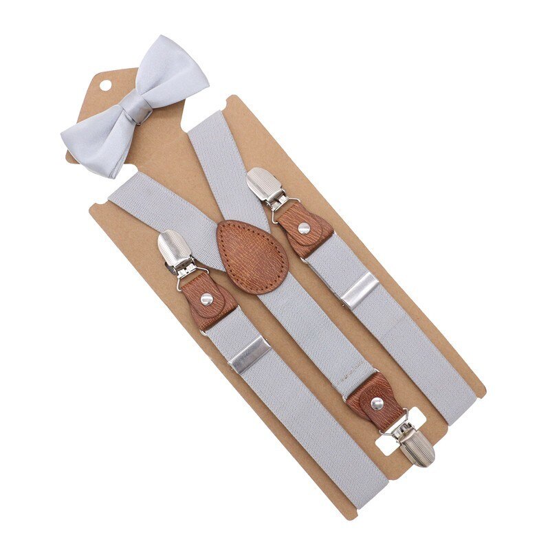 Boys Girls Kids Adjustable Elastic Y-back Braces Baby Suspenders Bow Tie Set Butterfly Necktie Wedding Ring Bear