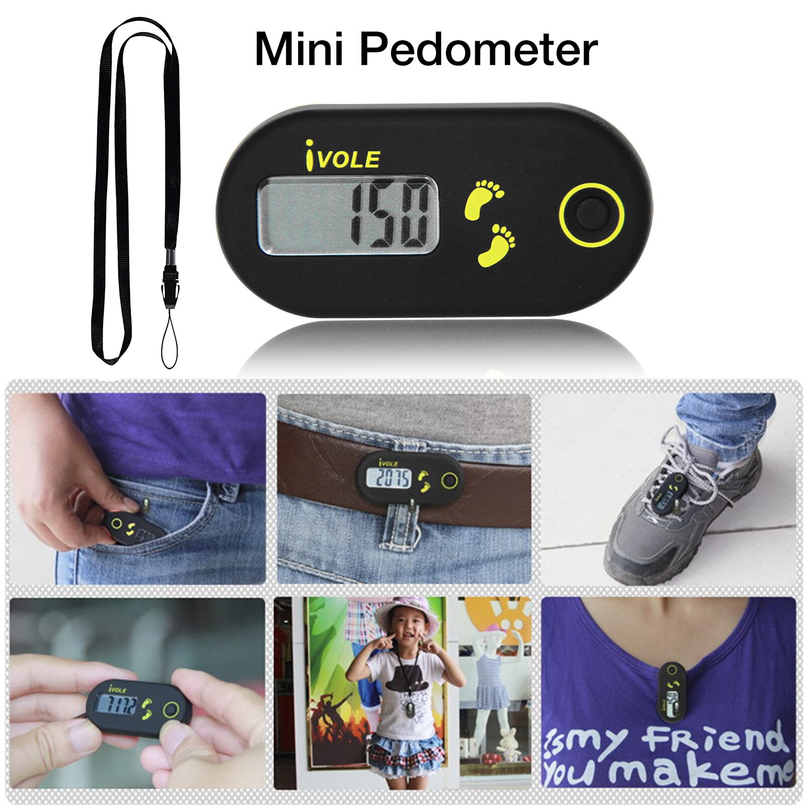 Mini Stappenteller Met Clip Draagbare Wandelen Stappenteller Liquid Crystal Display Calorie Teller Voor Fitness Outdoor Sport Apparatuur