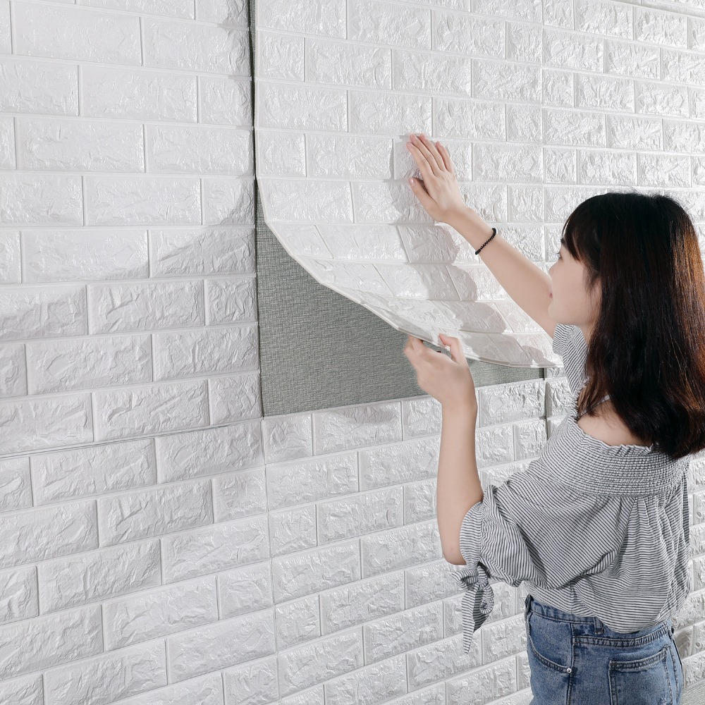 Bakstenen Muur 3D Baksteen Muurstickers Living Waterdicht Foam Slaapkamer DIY Lijm Behang Art 70x70cm thuis muurstickers