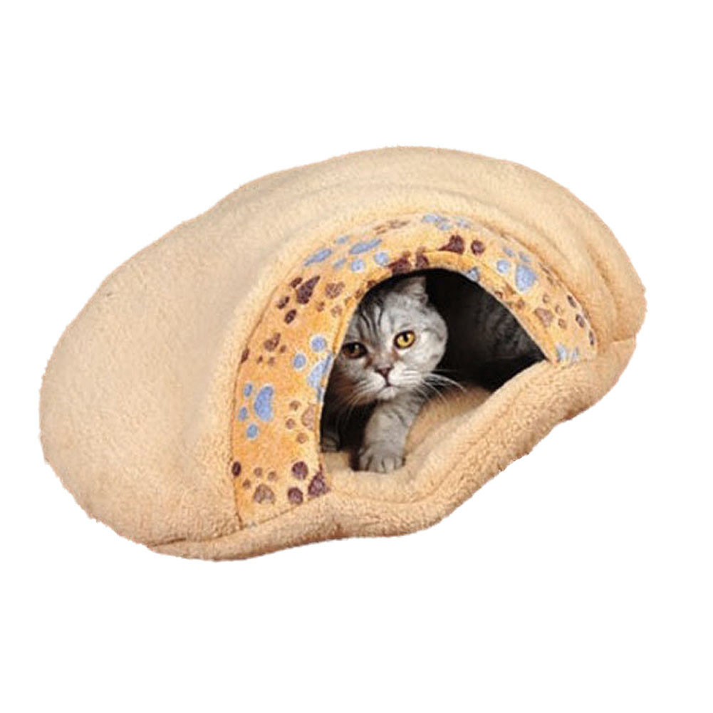 Saco de dormir de cama para gato y perro, cálido, cálido, para invierno, con forma de hamburguesa, de felpa