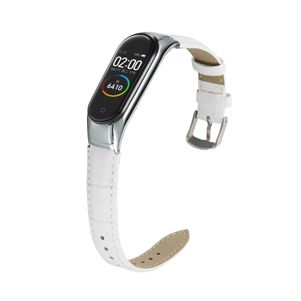 Pulseira de couro com capa para xiaomi mi band 8 7 6 5 4 3 mulheres homens relógio pulseira cinto para mi band 8 7 6 5 banda correa: XS / Pó azul