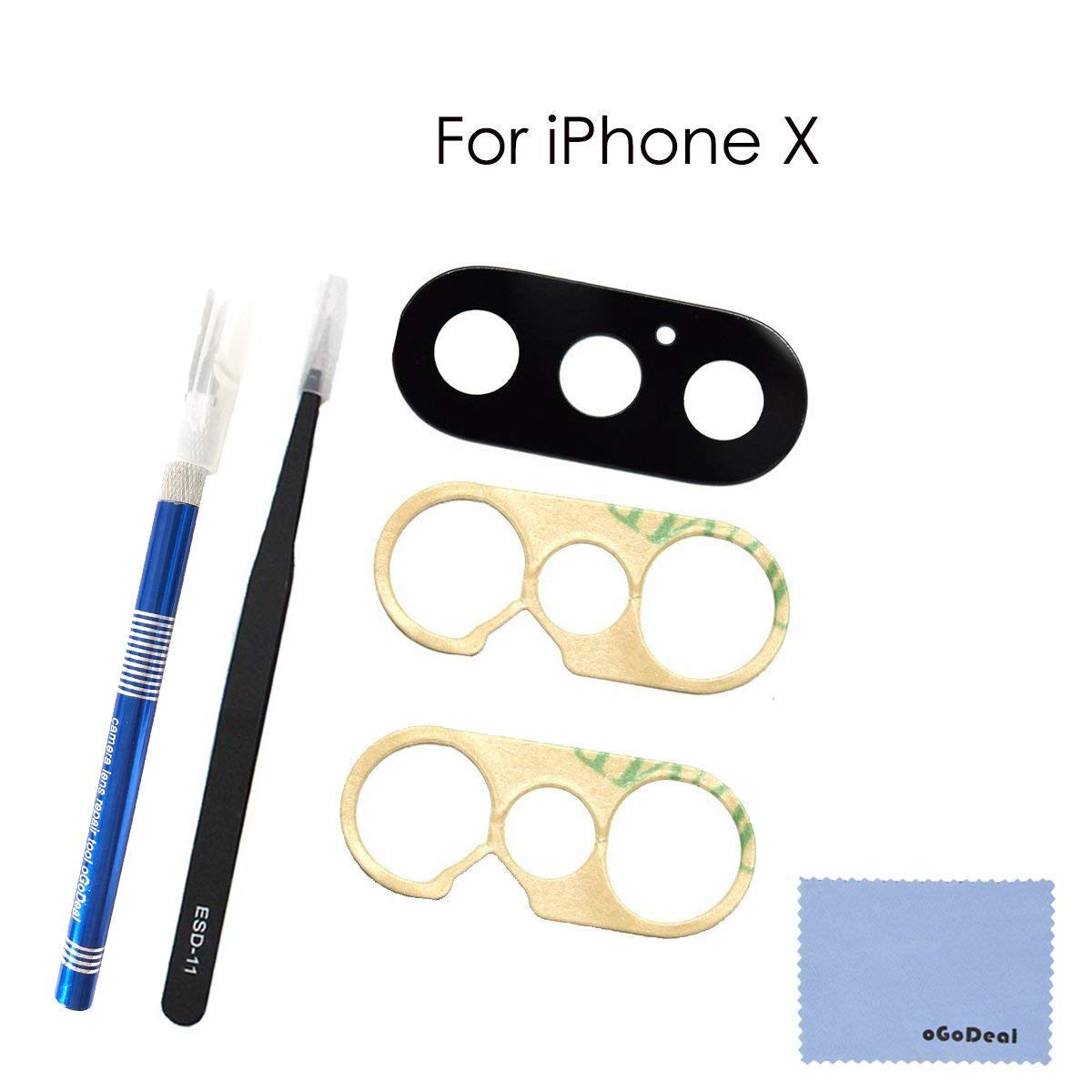 OEM Rear Camera Glass Lens Cover Replacement for iPhone X Original with Tool Kit and Ahesive Preinstalled