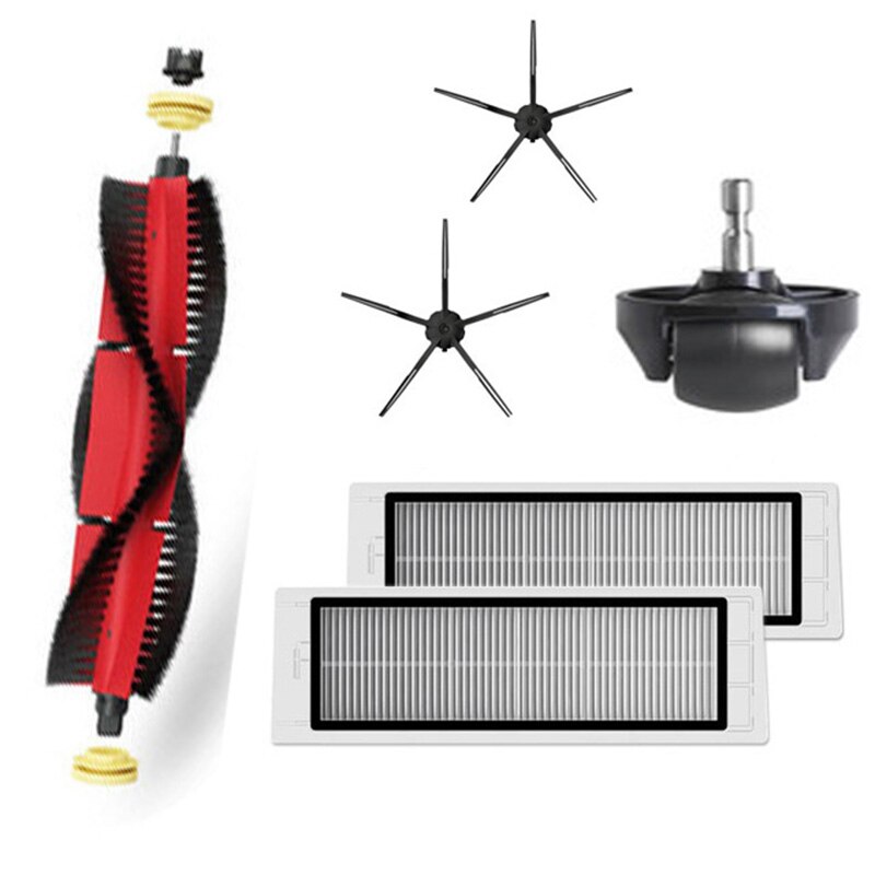 Rullebørste sidebørster kit til xiaomi roborock  s6 s5 max  s60 støvsuger vandkerner moppeklude bløde gummi sidebørster