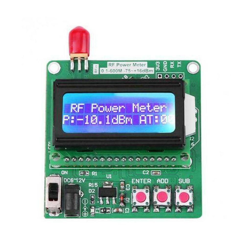 LCD Digital Wattmeter Volt Watt Power Ammeter Voltmeter Frequency -75~16 Power dBm Meter Radio Attenuation RF 1-600MHz Valu A8A2