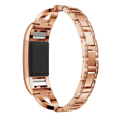 Watch Band For Fitbit Charge 2 strap Replacement Metal Bracelet Adjustable Straps for Fitbit charge2 Watch Bands with Rhinestone: Rose gold