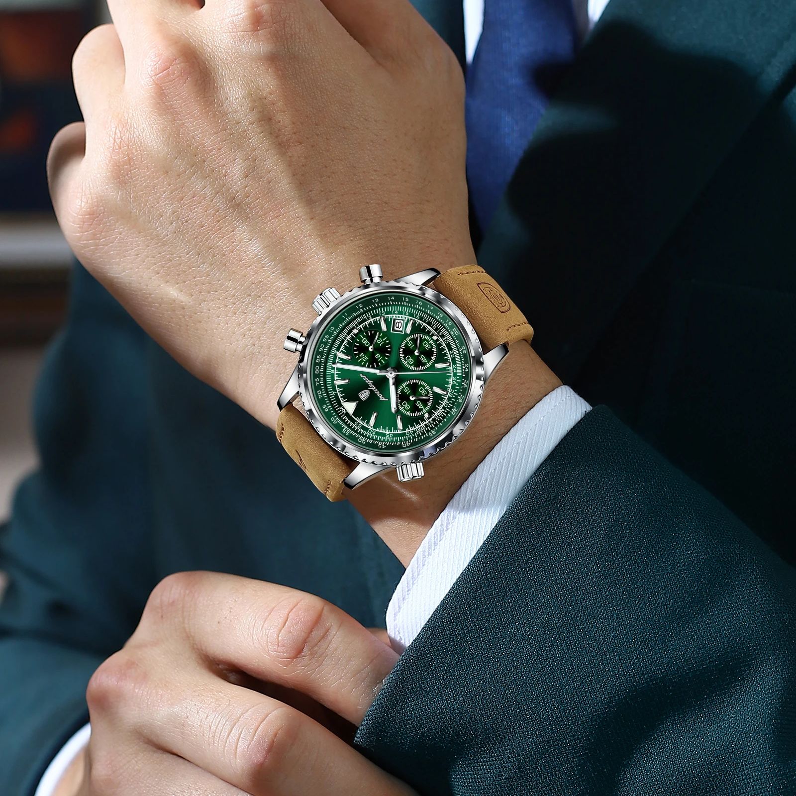 POEDAGAR oben Luxus Männer Uhr Wasserdicht Leucht Datum Chronograph Sport Mann Armbanduhr Leder herren Quarz Uhren Männlich Reloj