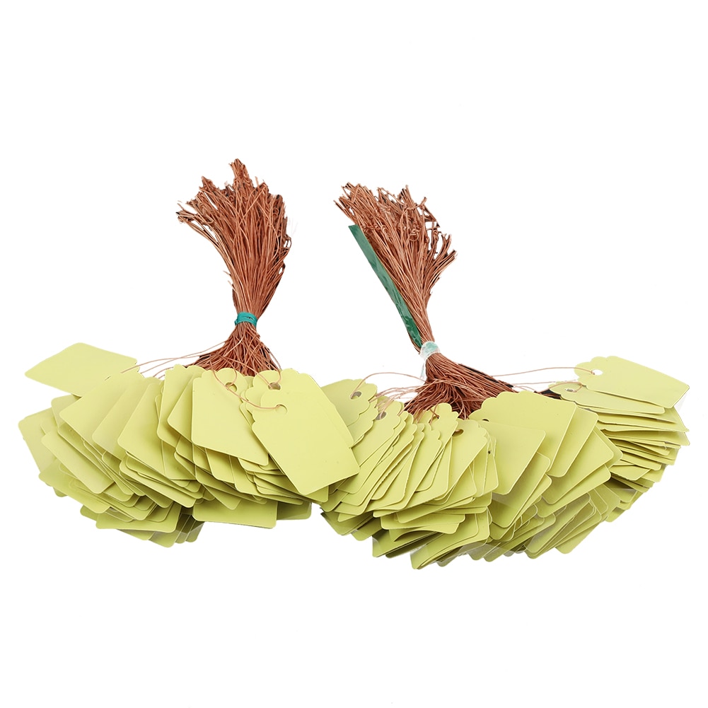 Genanvendelige 200 stk planter hænge tag etiketter såning have urtepotte plastik tags nummerplade hængende pvc haveredskaber: Gul