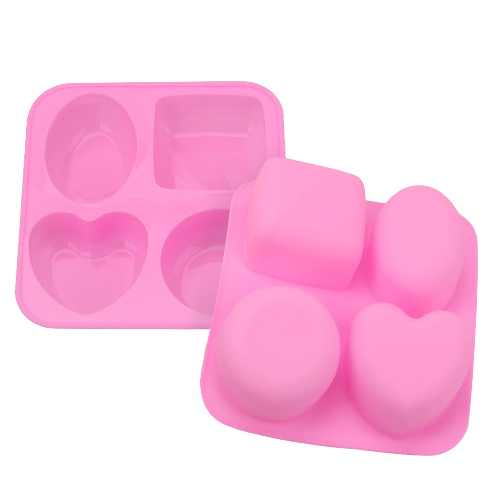 Silicone Soap Making Round Oval Heart Square Shape Handmade Soap Mold 4 Cavity Portable Unique Soap Making Tools Soap Molds