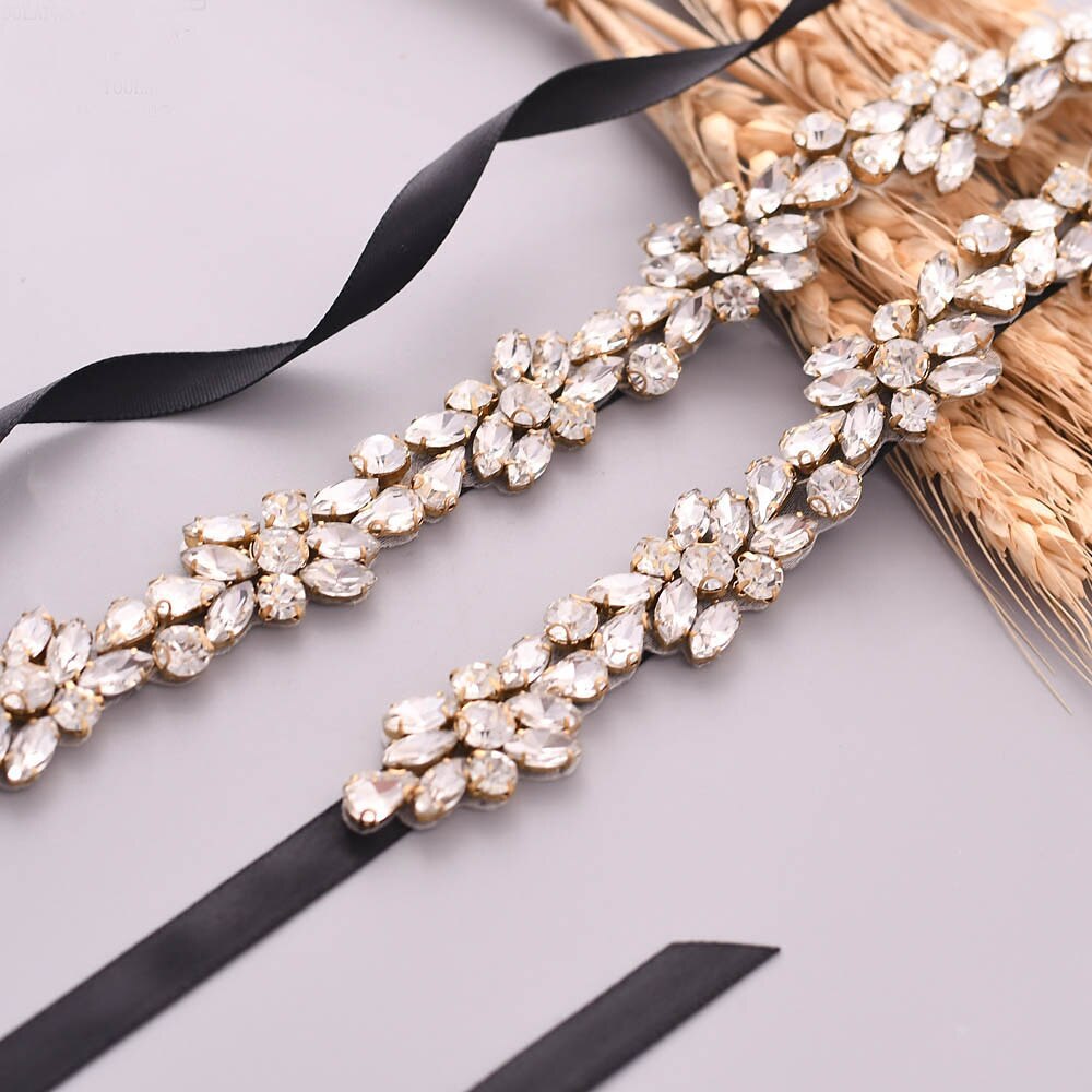 TRiXY S437-G cinturones de diamantes de imitación dorados para mujer, cinturón de cinta nupcial, cinturón de cintura nupcial, joyería, cinturón decorativo, cinturón de faja para chica