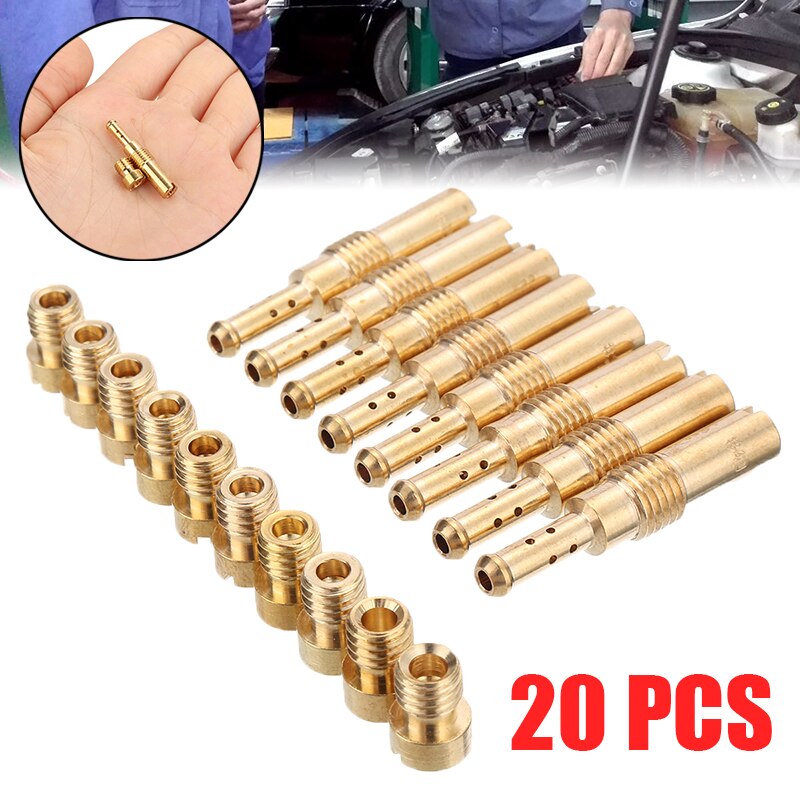 Carburador de 20 piezas Kit de chorro principal + juego de chorro lento/piloto para motocicleta PWK Keihin OKO CVK, boquilla de vicio para inyectores