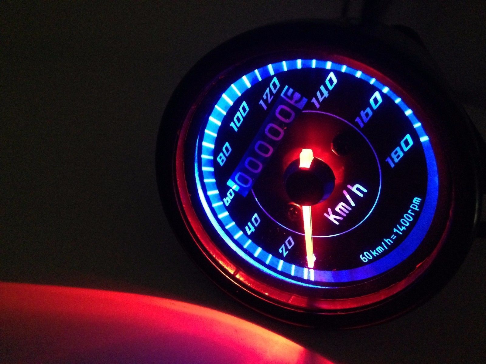 Black LED Motorcycle Odometer KMH Speedometer Gauge Cafe Racer Old School VT VTX