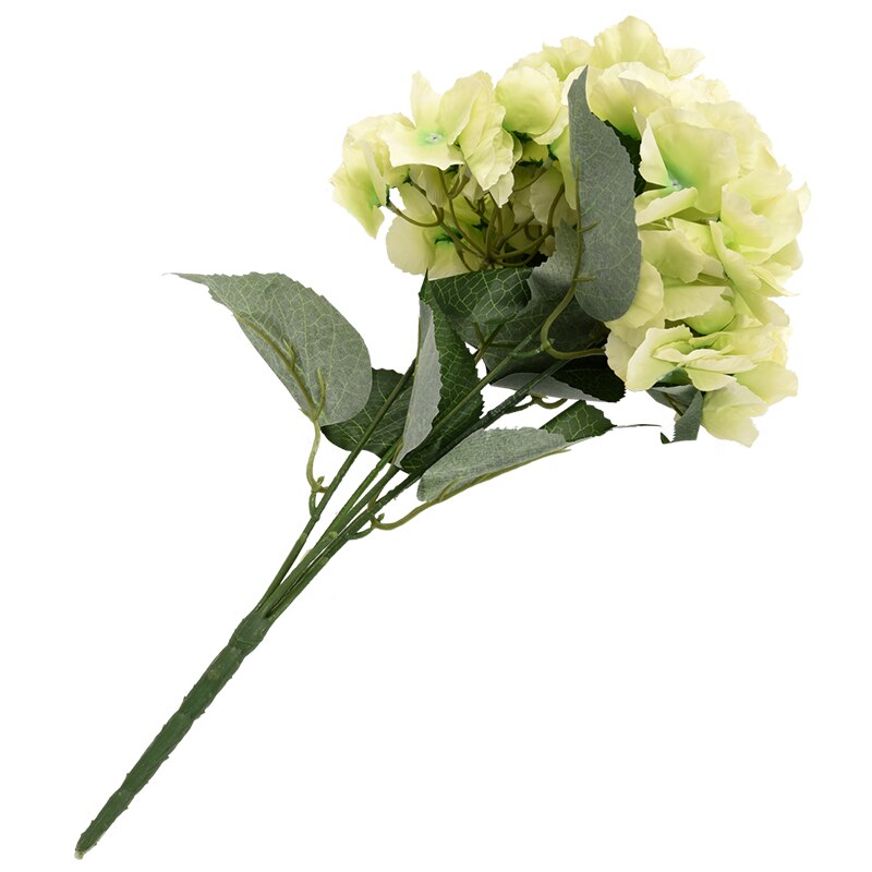 Kunstig hortensia blomst 5 store hoder bukett (diameter 7 " hvert hode) grønn