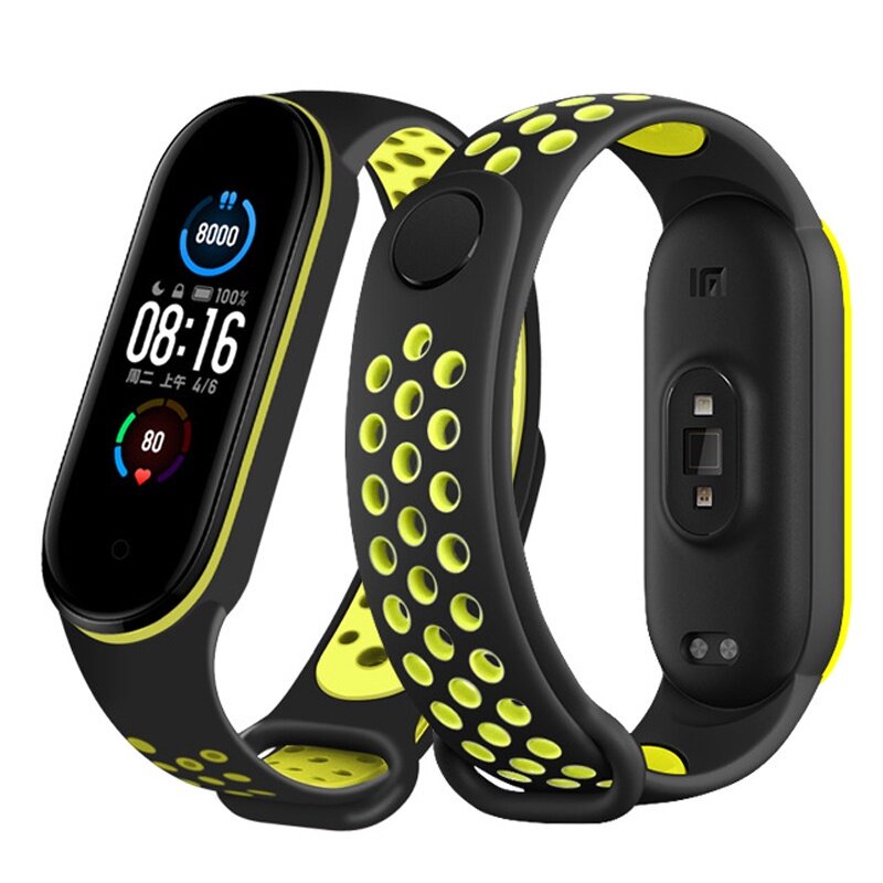 Strap für Xiaomi Mi band 6 Armband Sport Silikon Miband4 miband 5 Handgelenk Band gürtel Ersatz Armband für Mi band 4 3 5 6: XS / Black Yellow