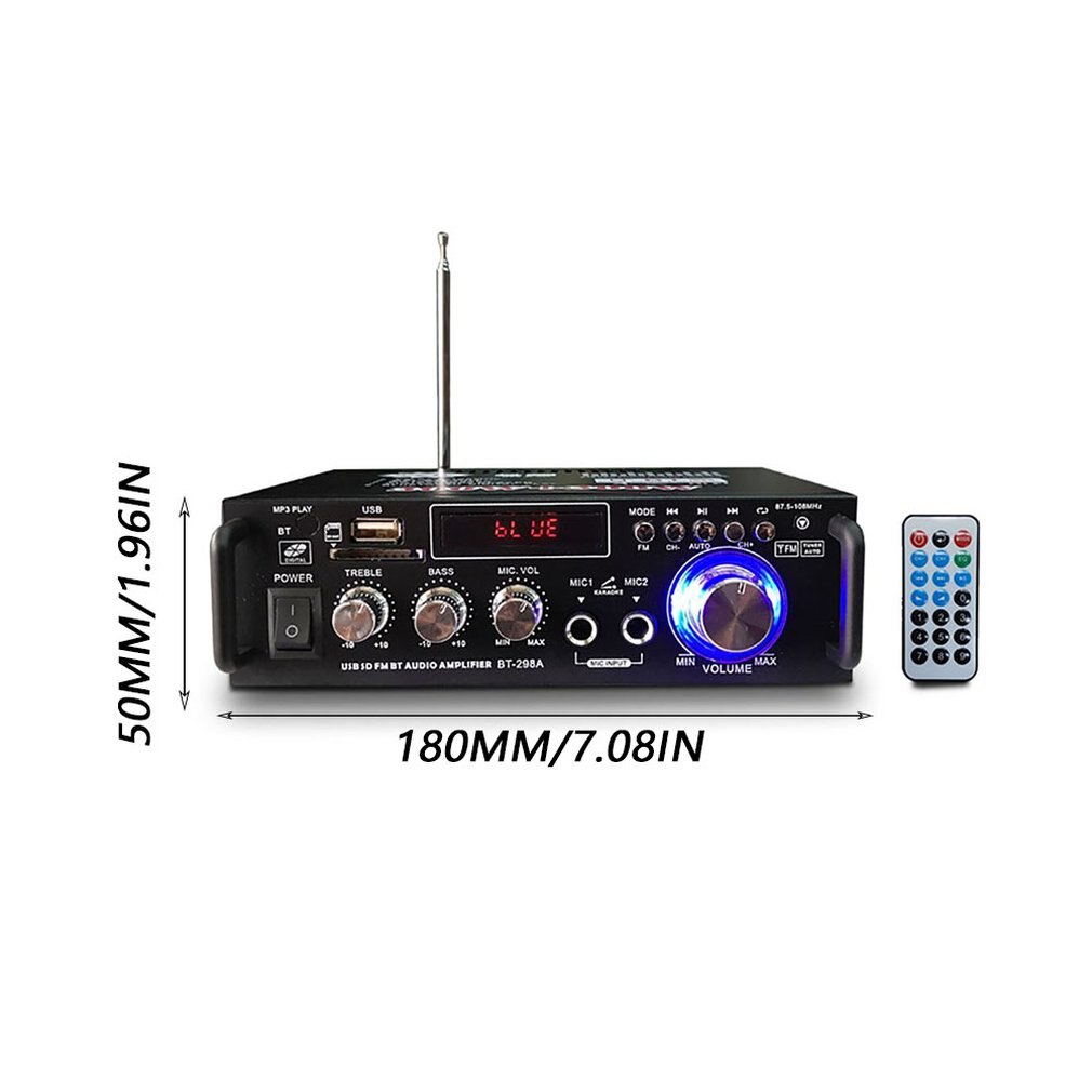 12 V/220 V BT-298A 2CH Lcd-scherm Digitale HIFI Audio Stereo Eindversterker bluetooth FM Radio Auto Thuis met Afstandsbediening