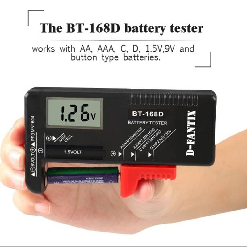 Multifunction Digital Battery Tester Battery Checker for AA AAA C D 9V 1.5V Button Cell Batteries BT-168D