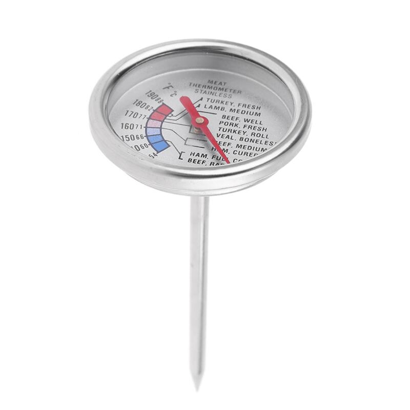 Roestvrij Voedsel Analoge Vlees Thermometer Keuken Koken Oven Bbq Rundvlees Varkensvlees Turkije Steak Temperatuur Probe C/F