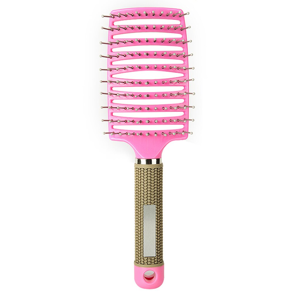 Salon Haarbürste Massager Haar Kamm Frauen Männer Friseur Styling Werkzeug Kopfhaut Tragbare Friseur Gebogene Locken Kamm: Pink