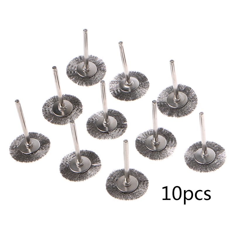 10 stuks 22mm platina bladen roestvrij staal draadwiel borstel dremel roterende tool voor mini boor dremel polijsten dremel accessoires