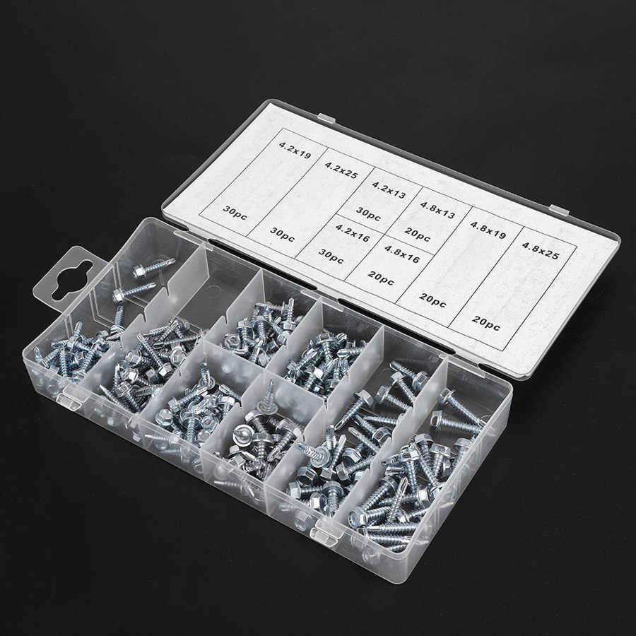 200PCS SELF TAPPING SCREWS METAL SELF TAPPING DRILL SCREWS ASSORTMENT KIT is