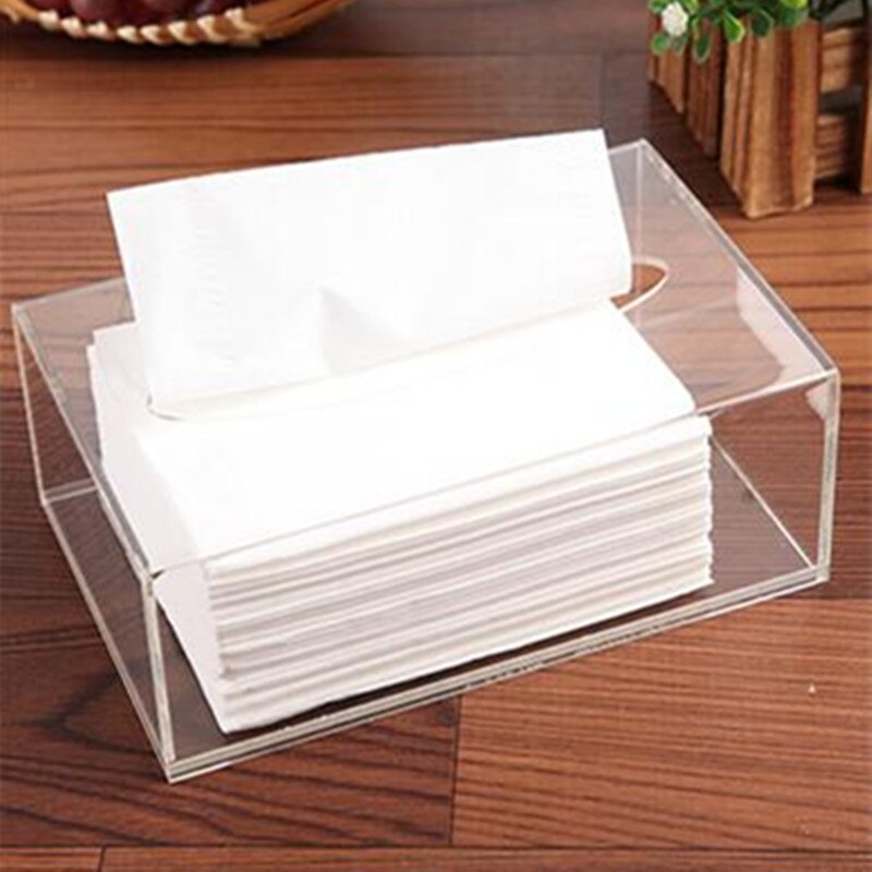 1Pc Acryl Tissue Box Servet Houder Tissue Papier Dozen Handdoek Dispenser Voor Restaurant Tissu Box Cover Boite Een Mouchoir christma: Rectangle Clear