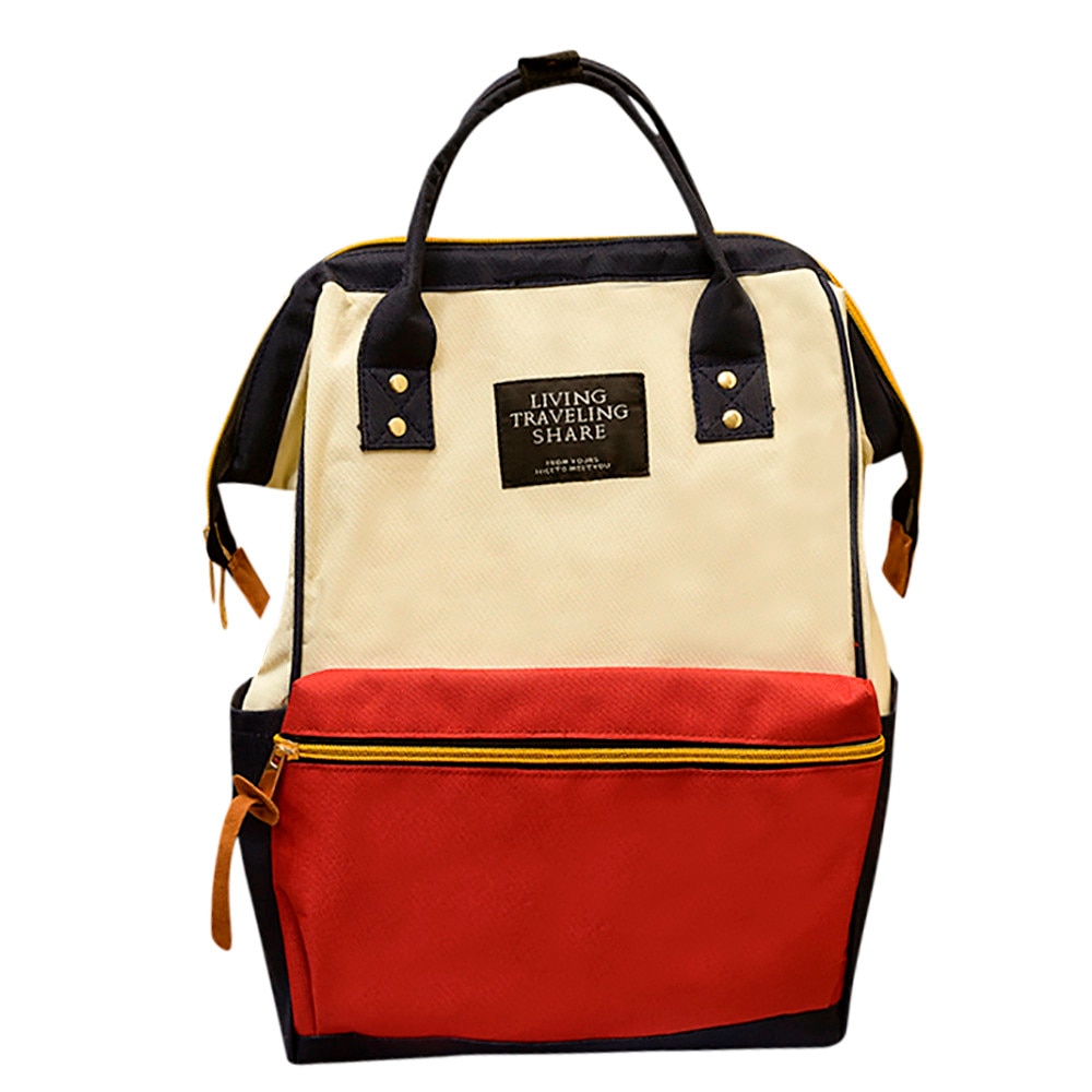 Solid Backpack School Travel Bag Double Shoulder Bag Zipper Bag Women Canvas Backpack Chain Ring Teenage Girls Backpack #p2s: Multicolor