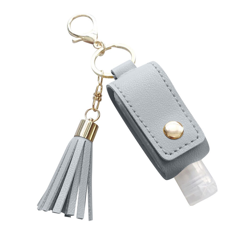 Mini Hand Sanitizer Leather Keychain Portable Hangable Soap Dispenser Dispensador Jabon Liquid Travel Shampoo Bottle Bath Decor: Gray